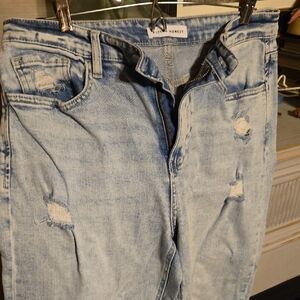 Flying Monkey Light Blue Distressed Skinny Jeans- Barrel Leg Style